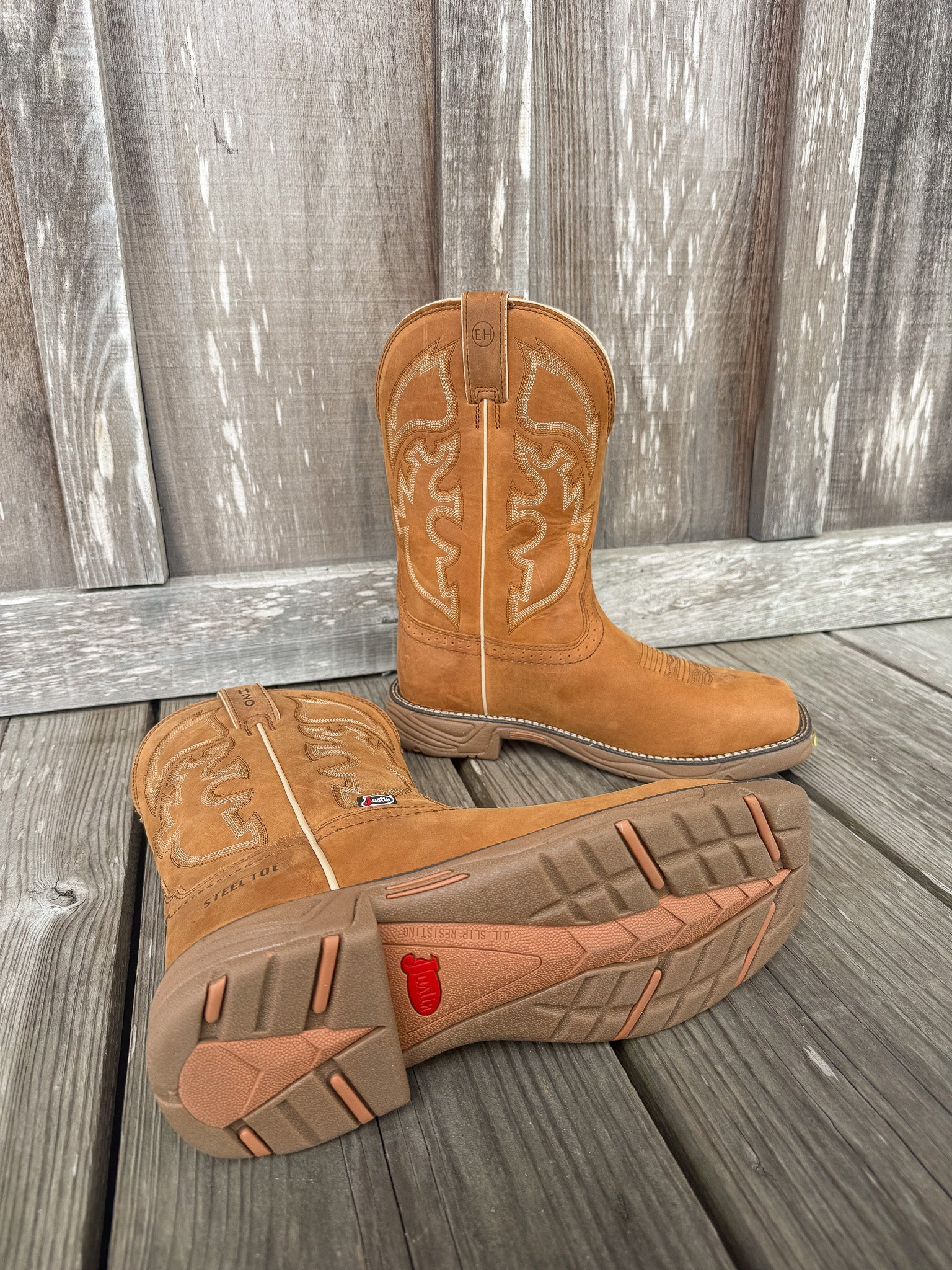 Men's Justin Stampede Rush Waterproof Square Steel Toe Work Boots - Image 2