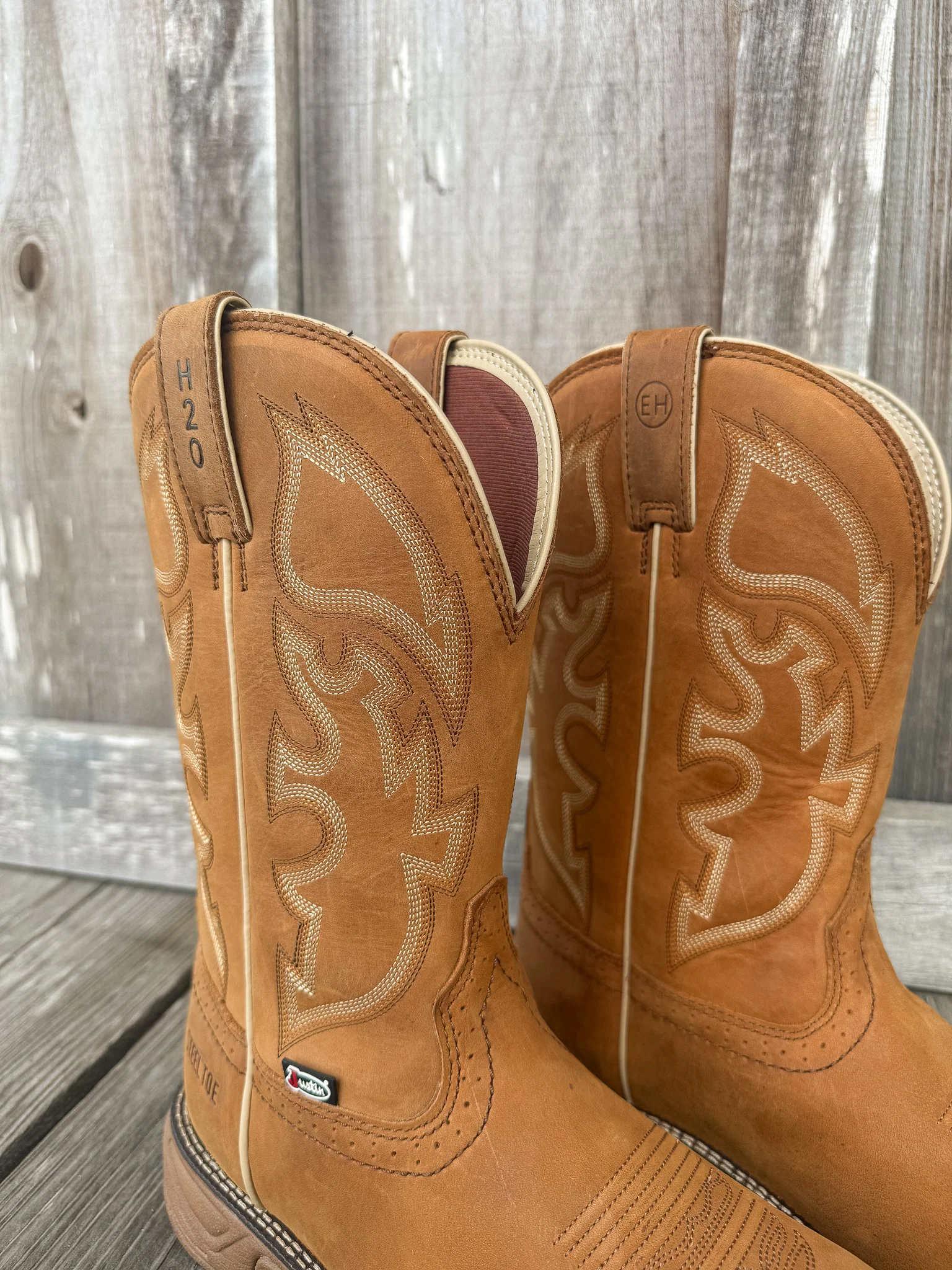 Men's Justin Stampede Rush Waterproof Square Steel Toe Work Boots - Image 3