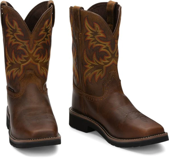 Men's Justin Driller Square Steel Toe Work Boots - Image 5