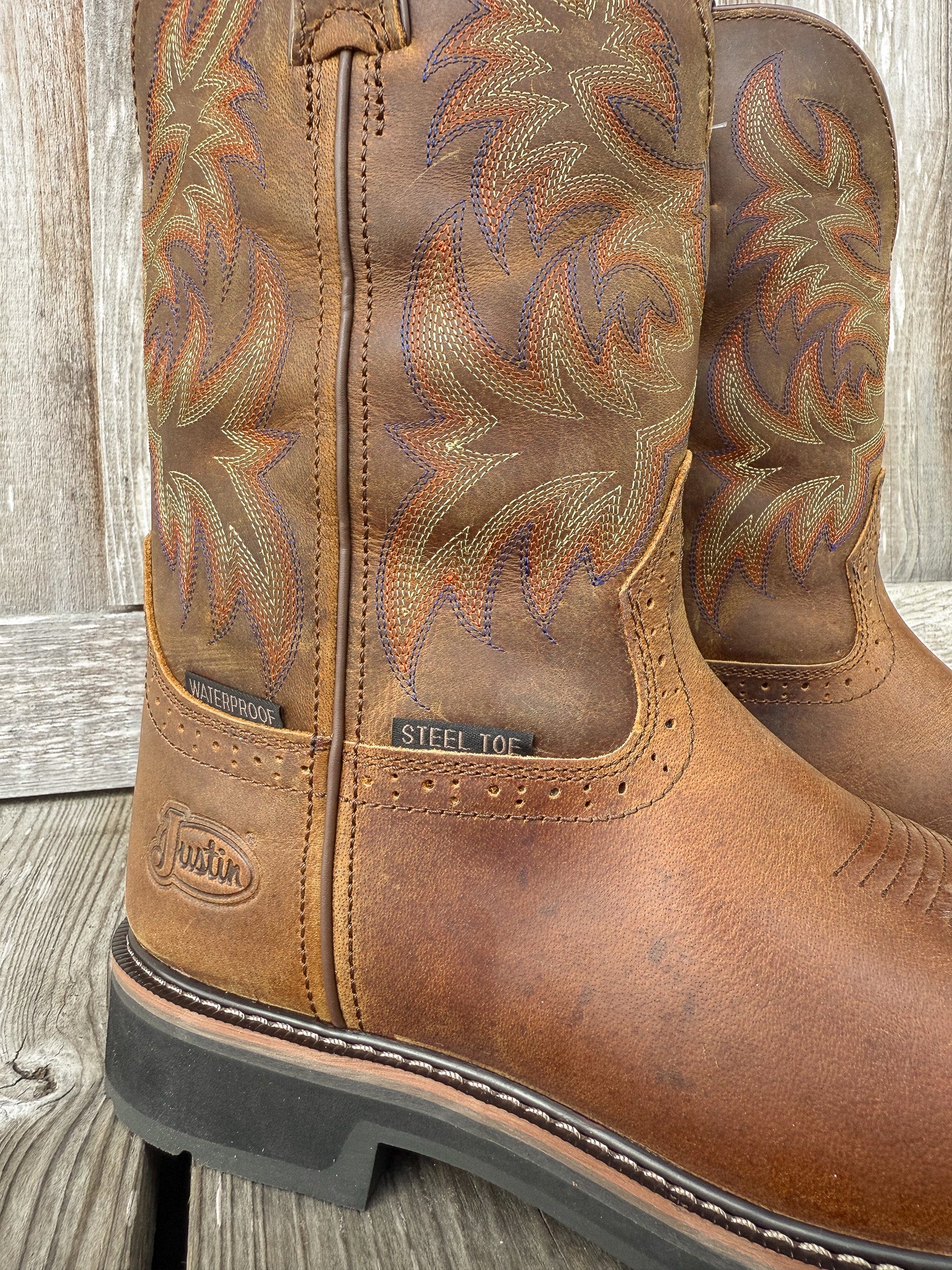 Men's Justin Driller Waterproof Square Steel Toe Work Boots - Image 3