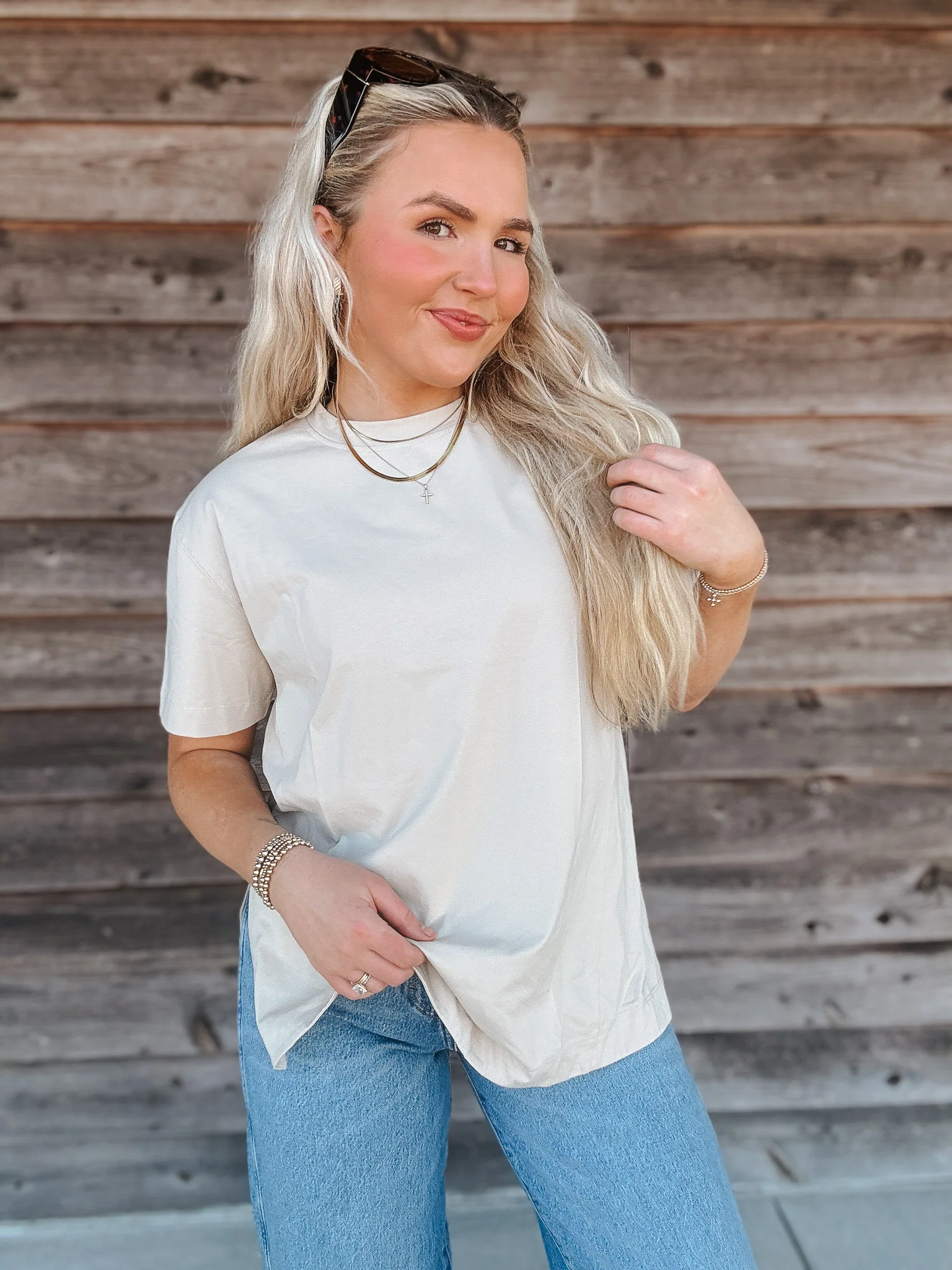 Make It Easy Taupe Top - Image 3