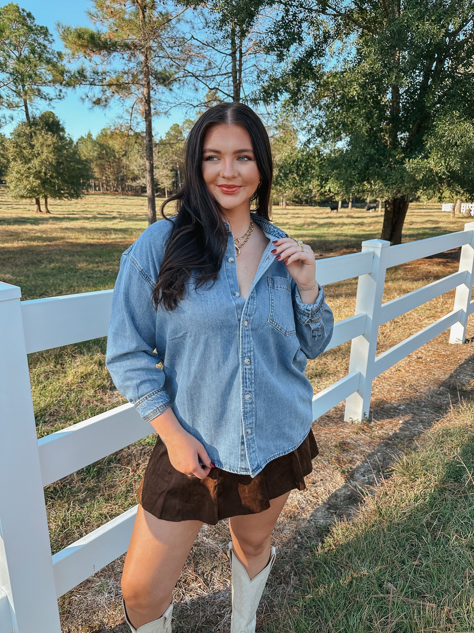 Evening Sunset Oversized Denim Shirt - Image 4