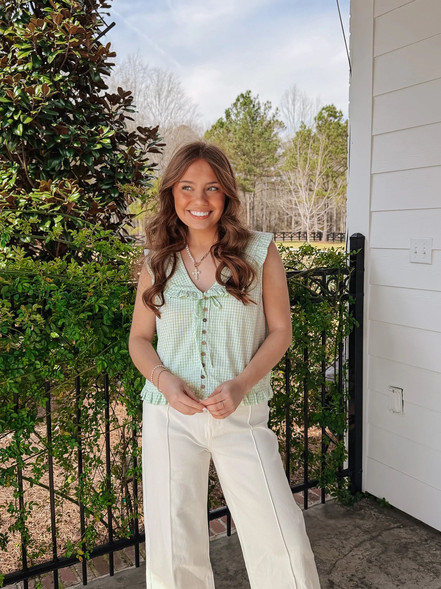 Happy Check Top in Mint - Image 3