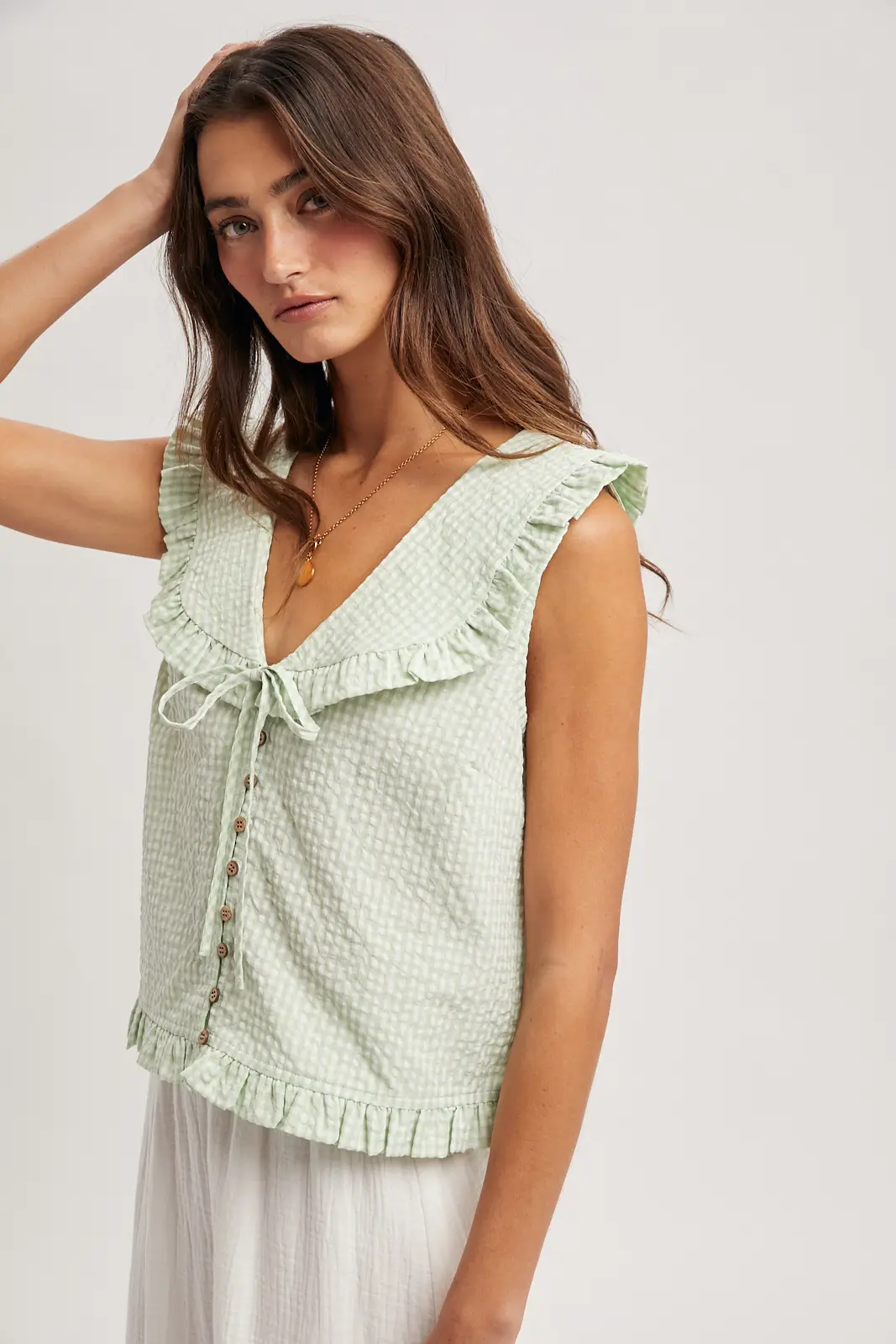 Happy Check Top in Mint - Image 4