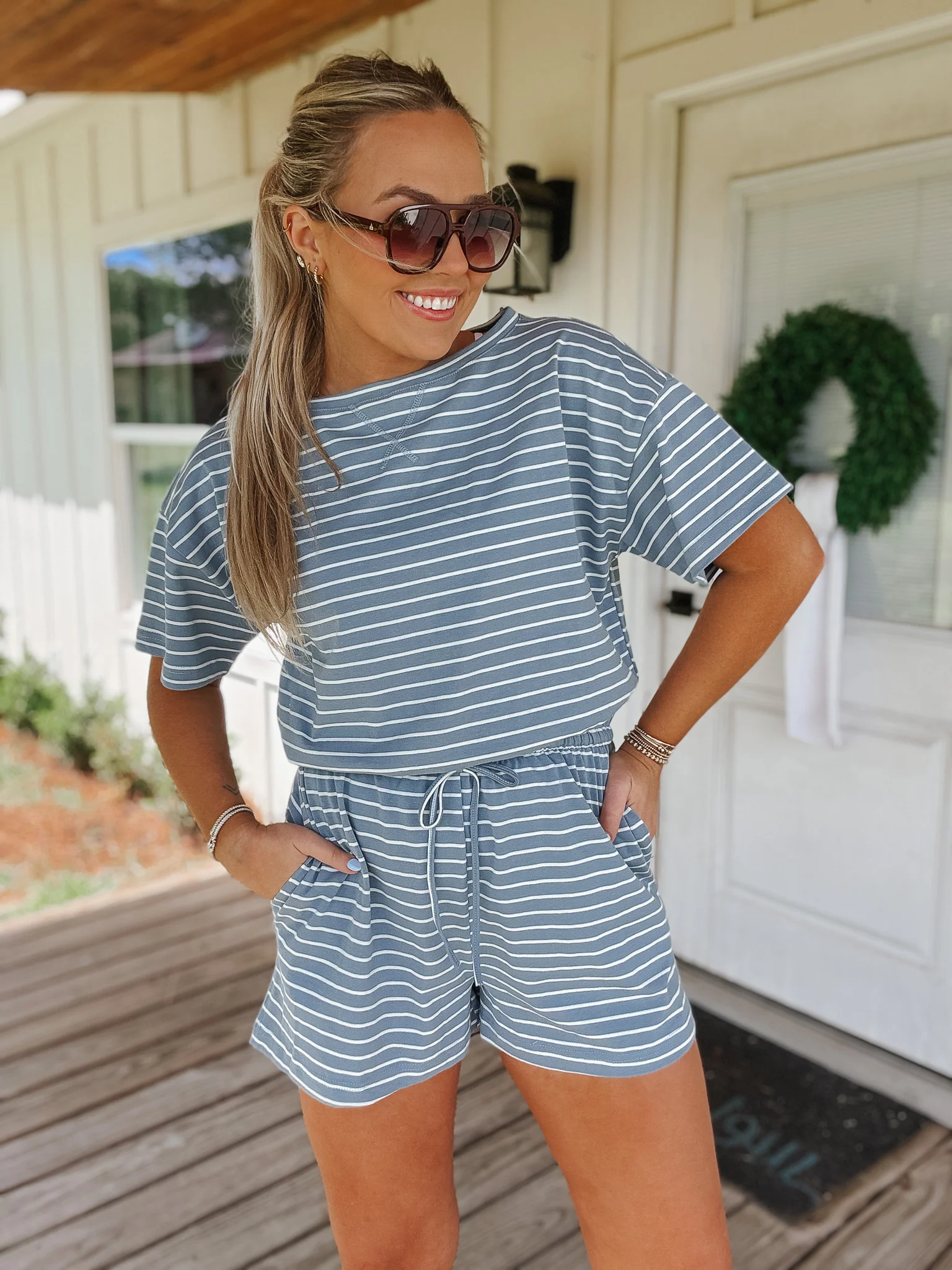 Fresh Lines Striped Romper - Image 2