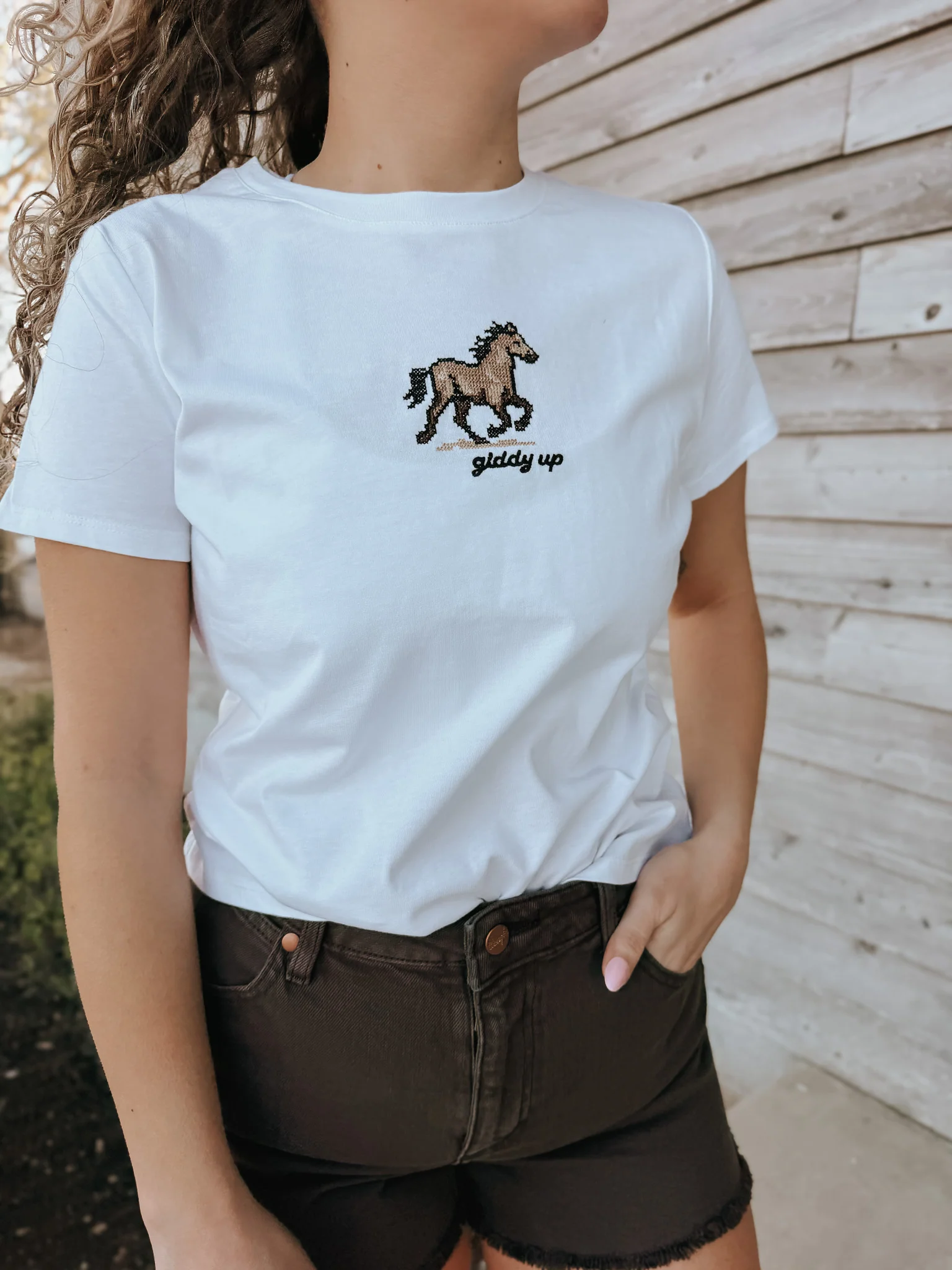 Giddy Up Babydoll Tee in White - Image 10