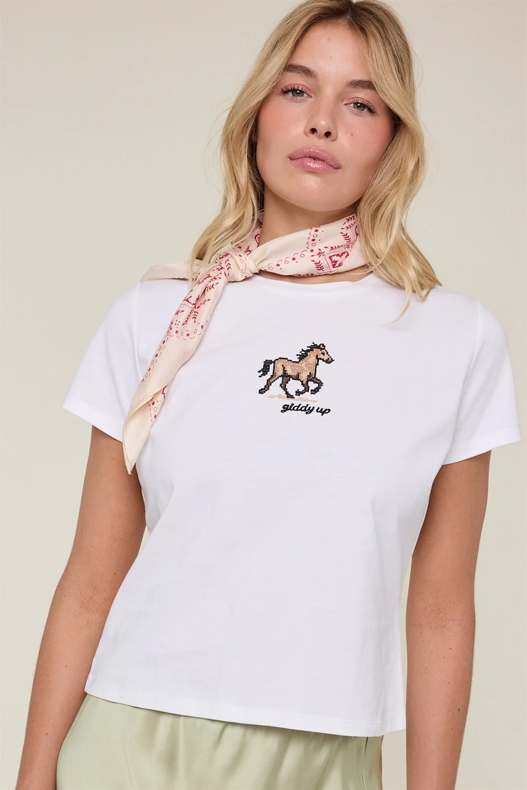 Giddy Up Babydoll Tee in White - Image 3