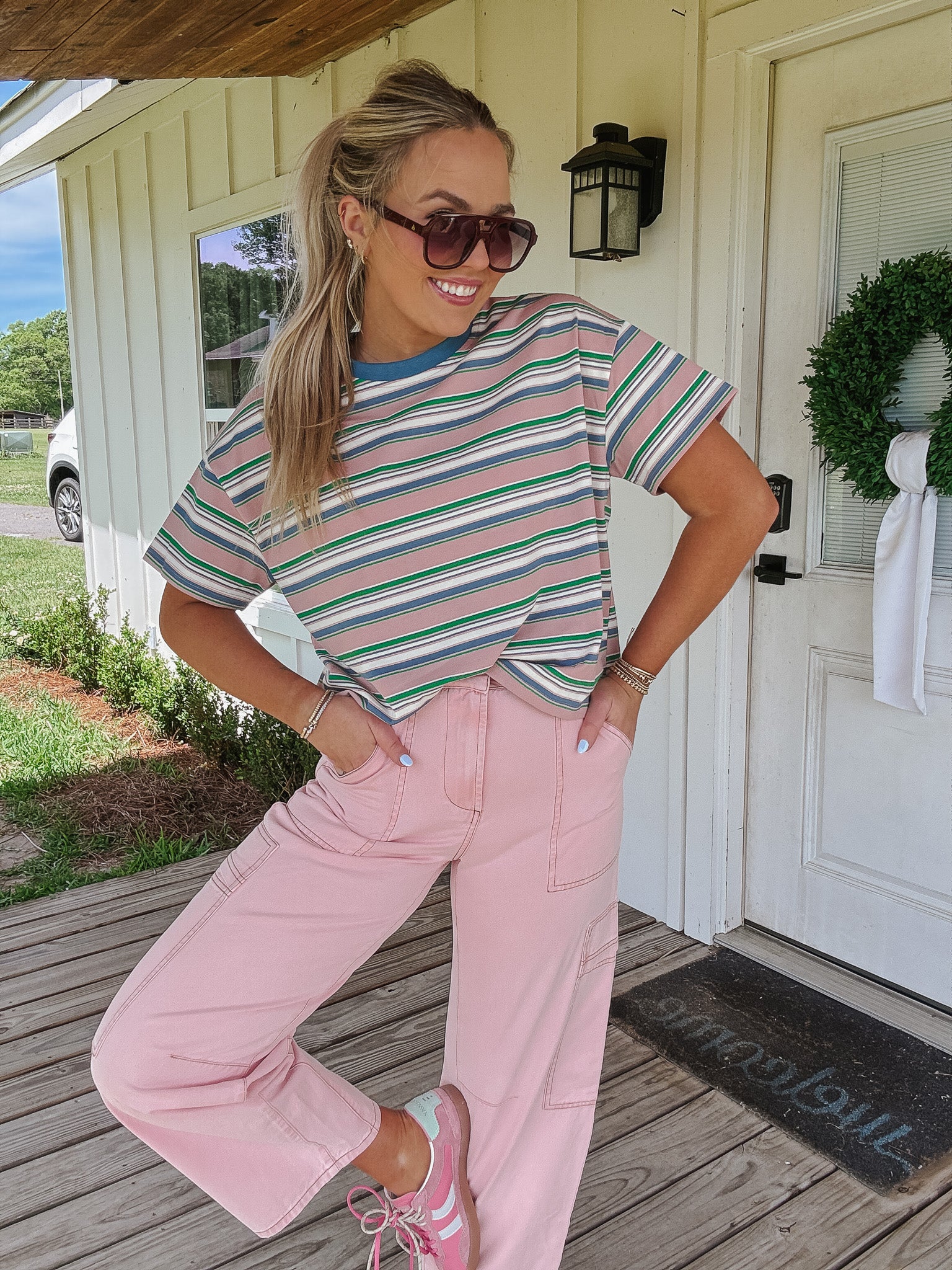 Summertime Blush Stripe Tee - Image 3