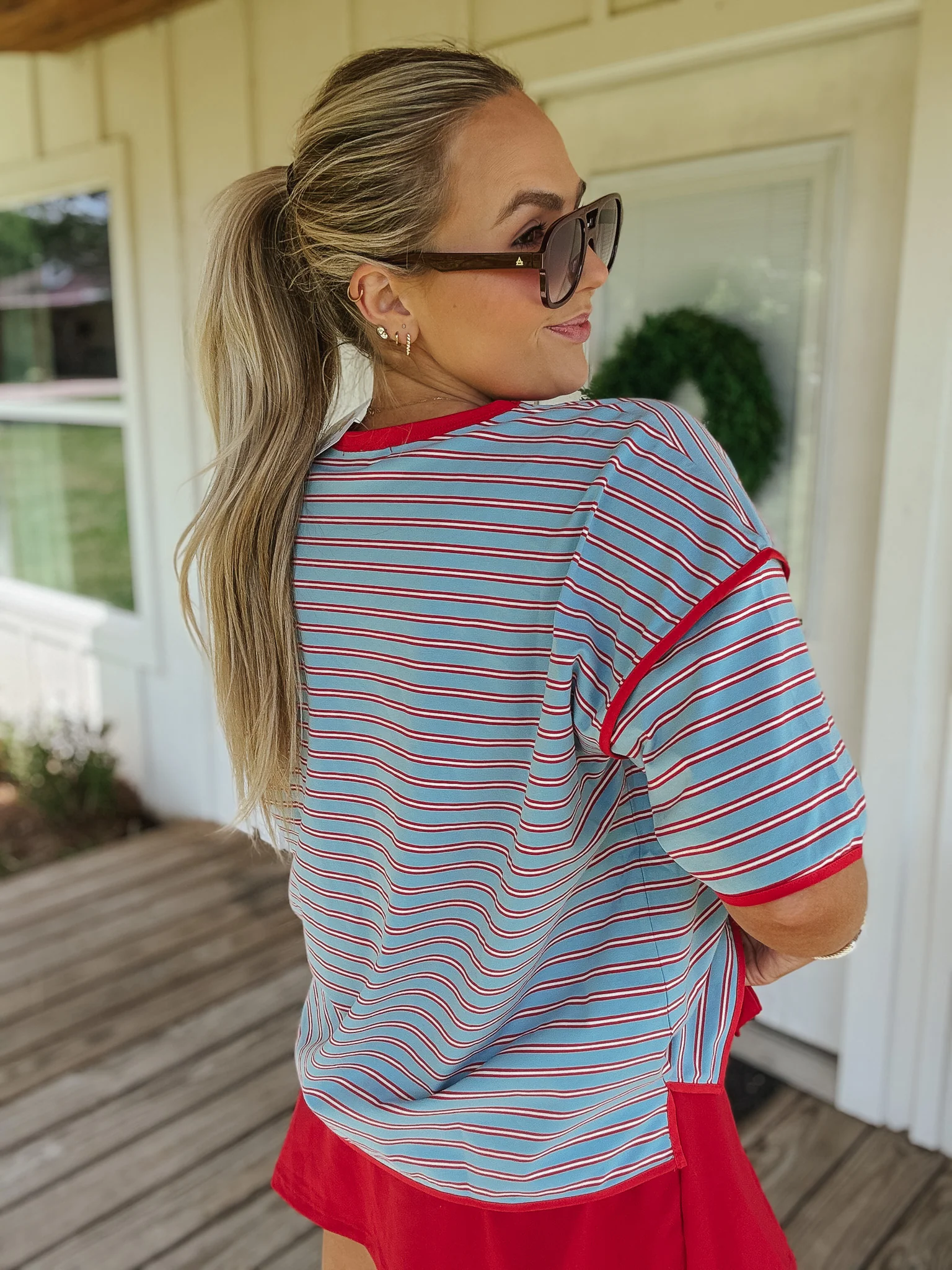 Meet Me at the Ballpark Stripe Tee - Image 2