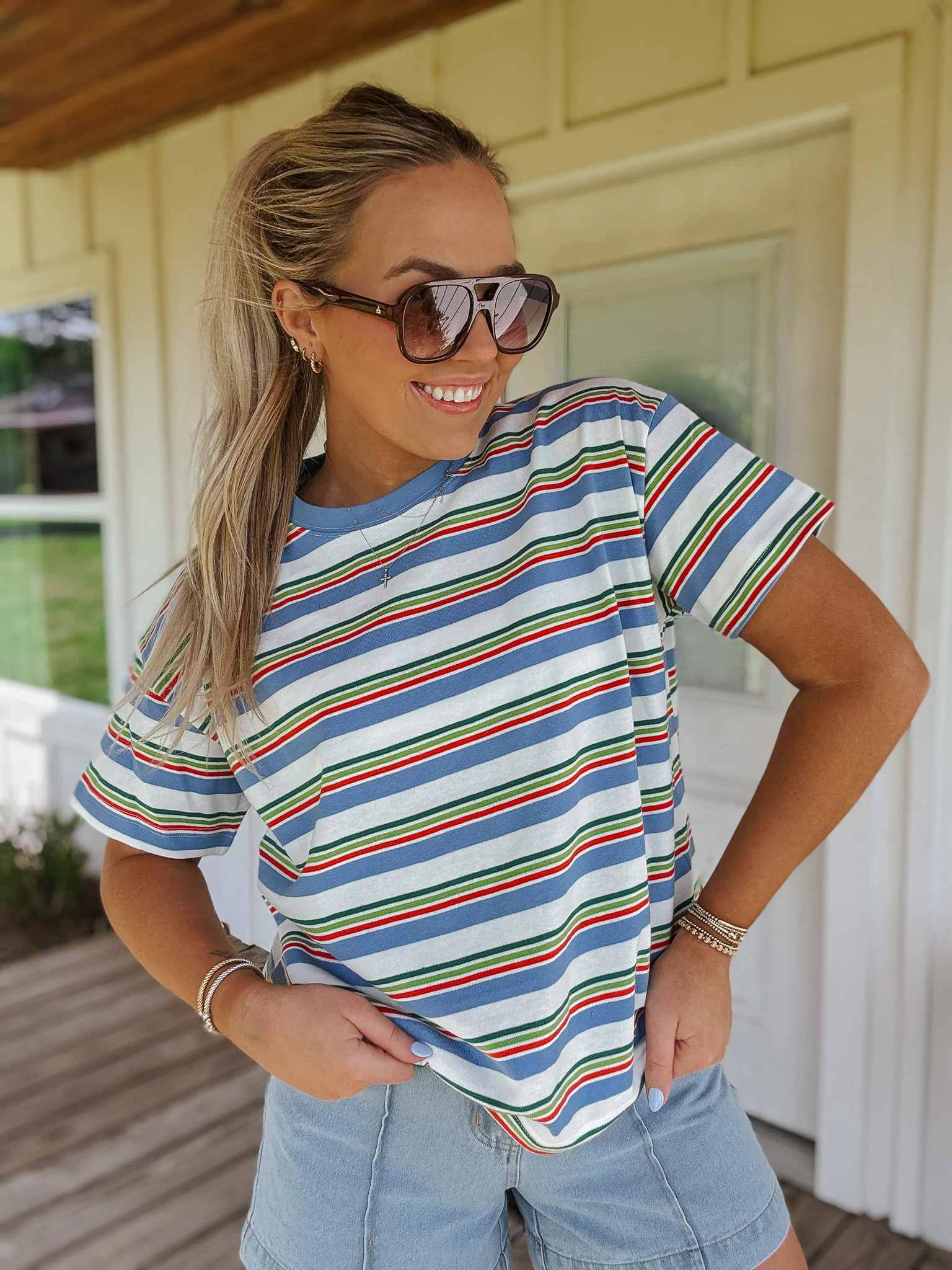 Summertime Blues Stripe Tee - Image 3