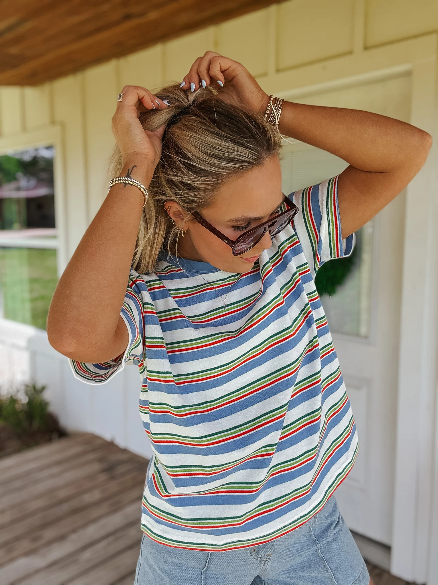 Summertime Blues Stripe Tee - Image 4