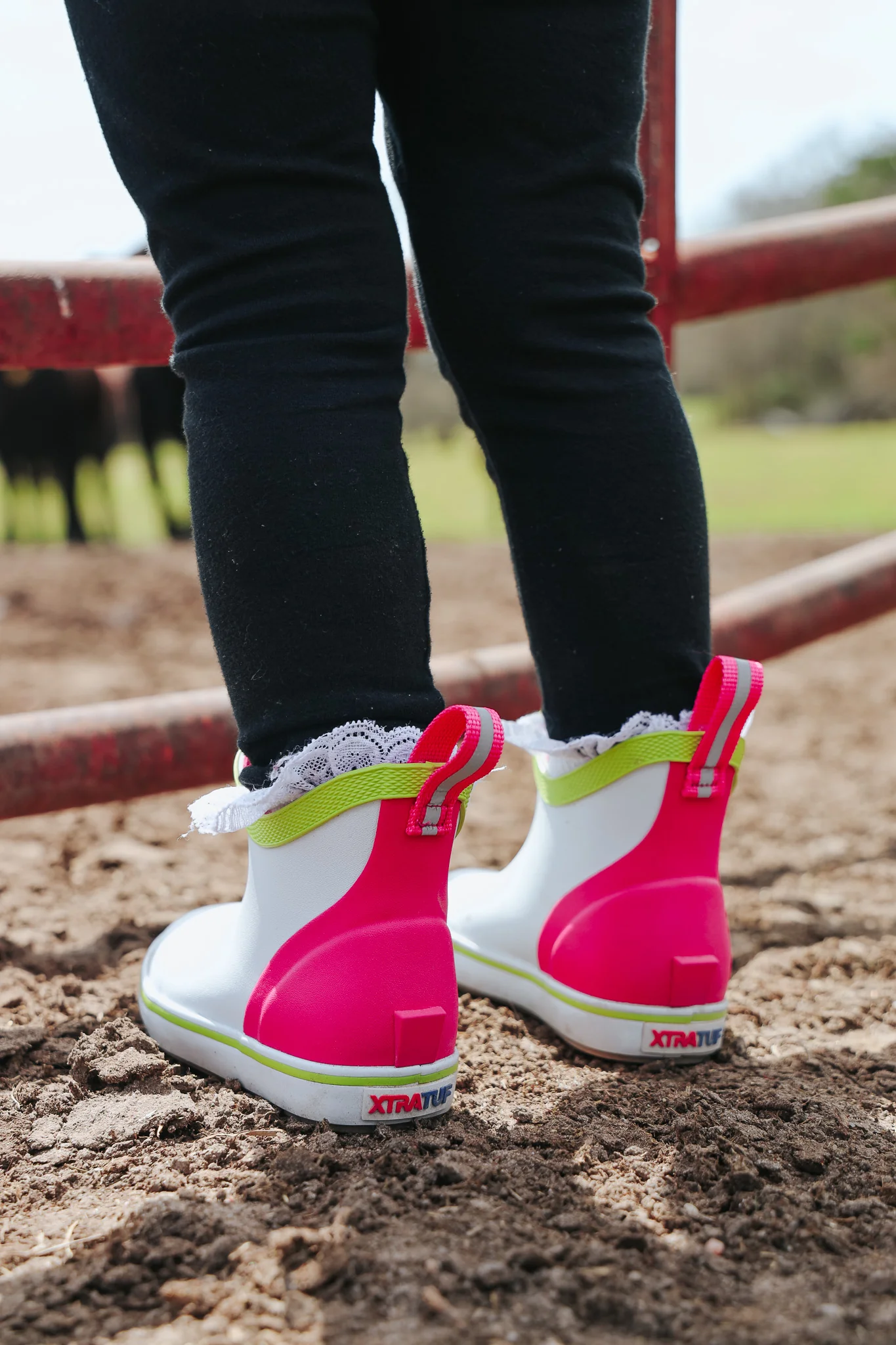 Little Kid's XTRATUF Ankle Deck Boots in White Multi Pink - Image 11
