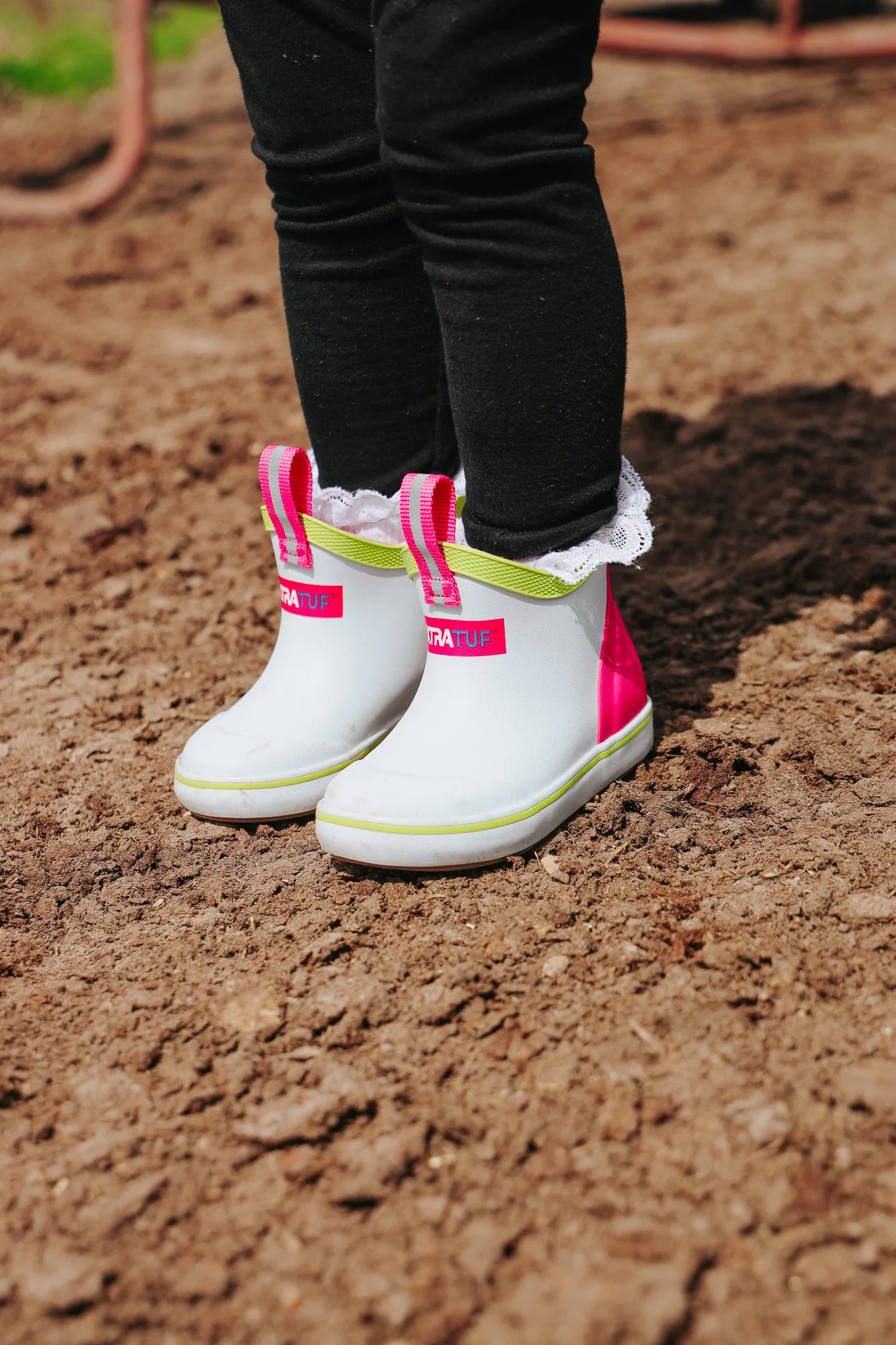 Little Kid's XTRATUF Ankle Deck Boots in White Multi Pink - Image 12