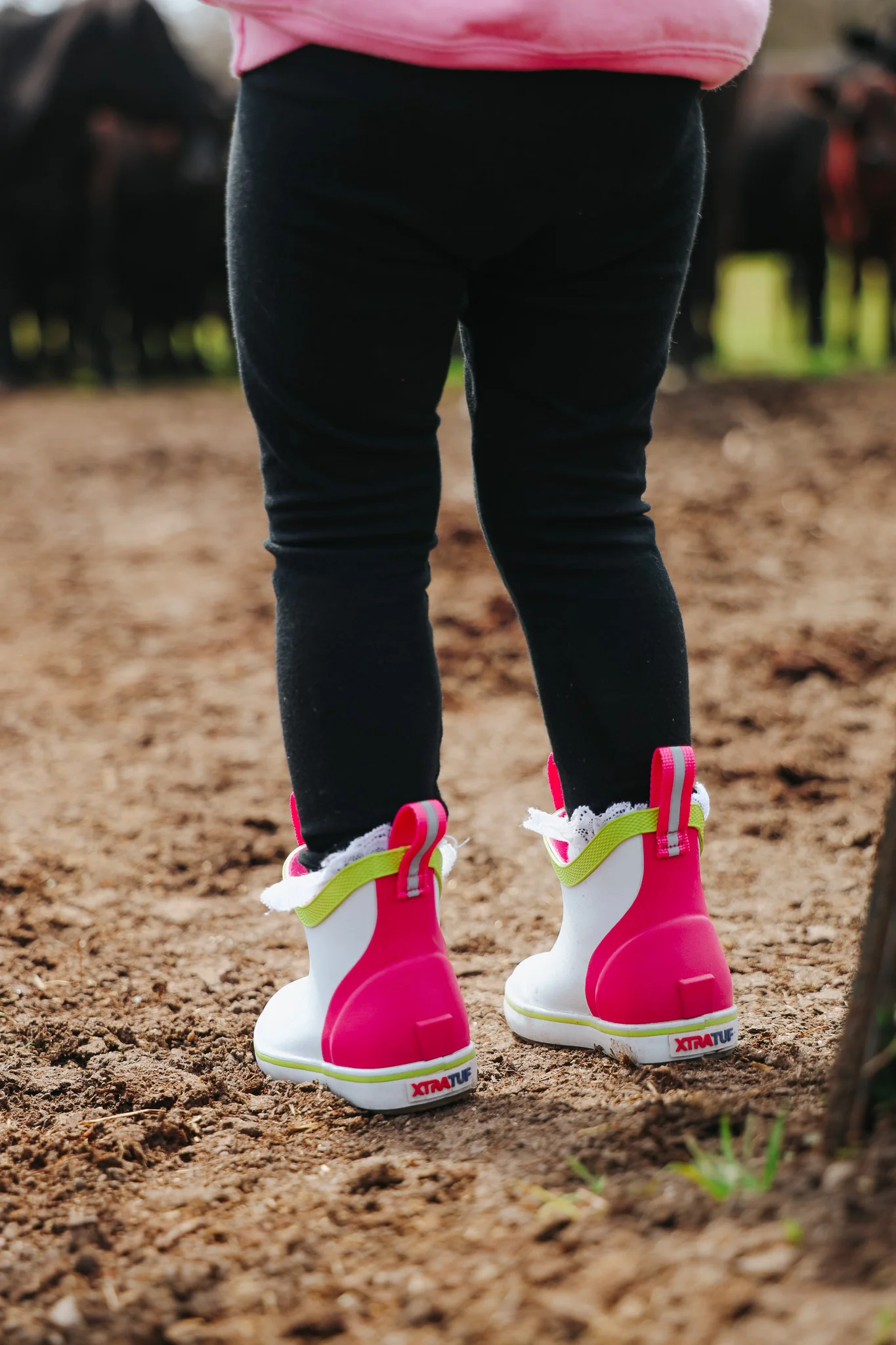 Little Kid's XTRATUF Ankle Deck Boots in White Multi Pink - Image 14