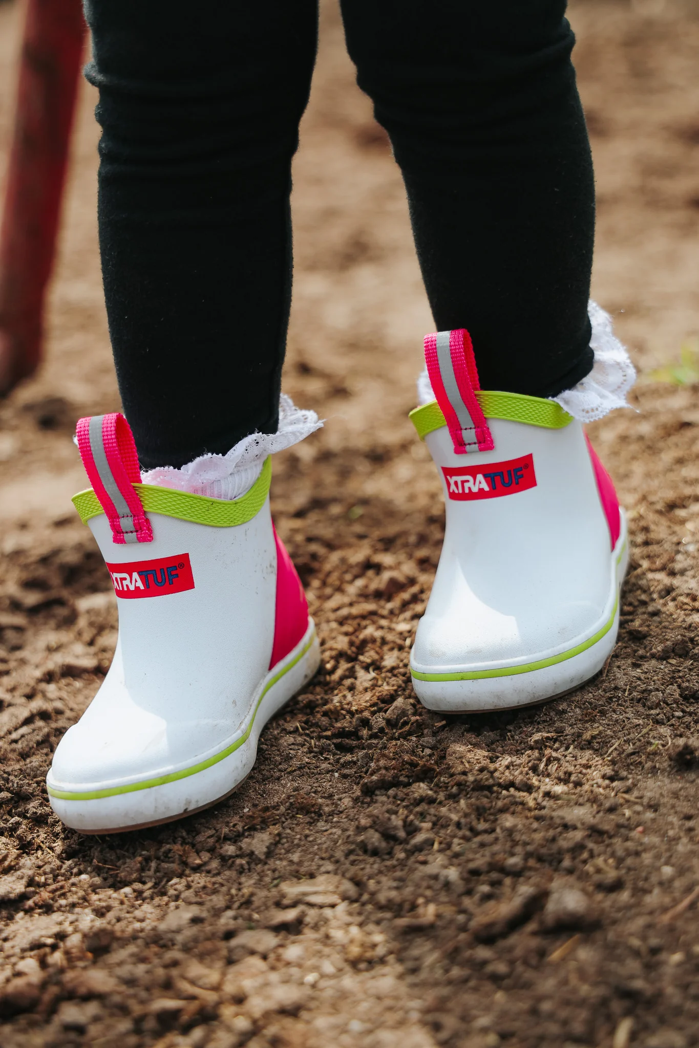 Little Kid's XTRATUF Ankle Deck Boots in White Multi Pink - Image 9