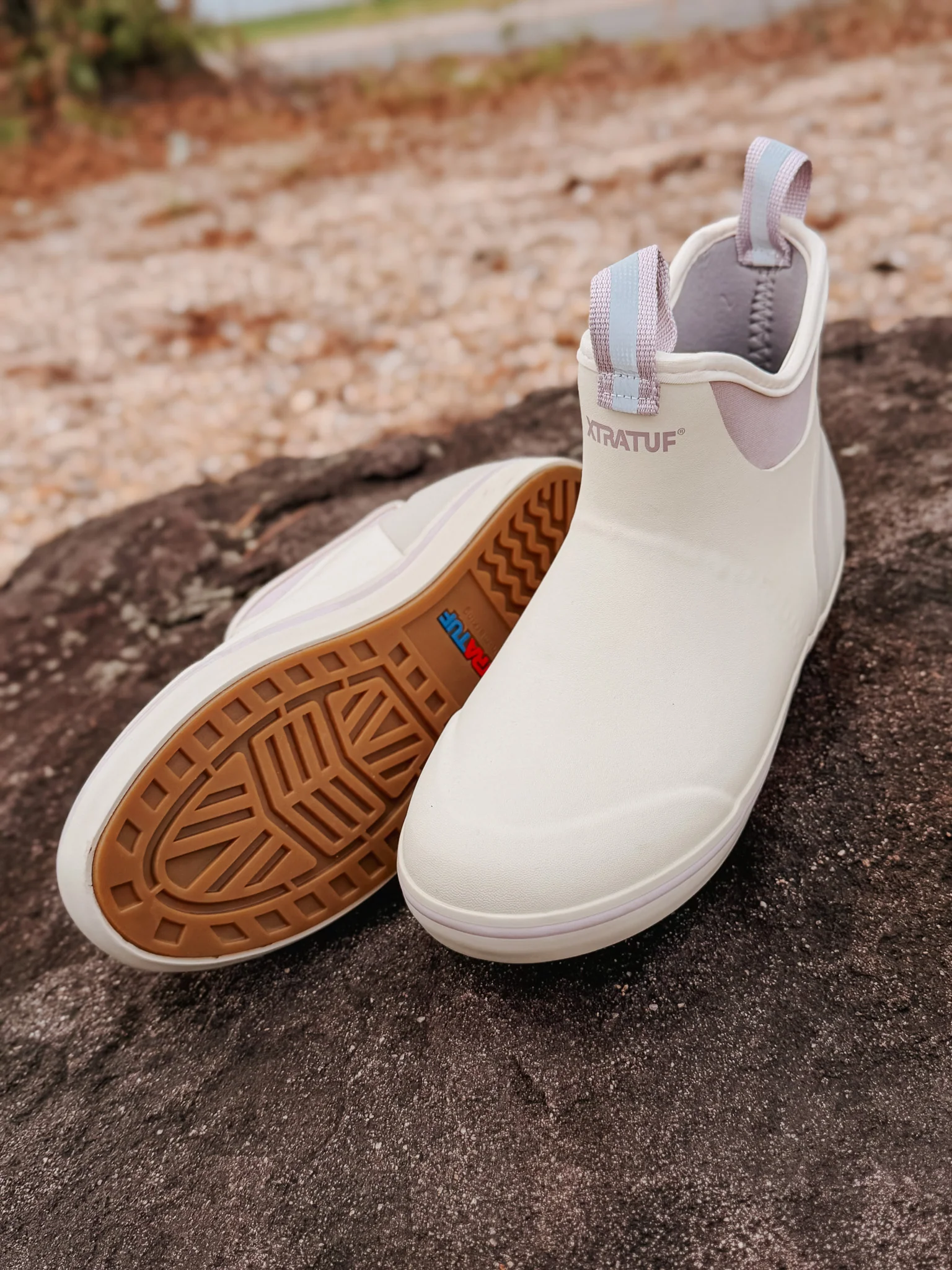 Women's Xtratuf 6in Ankle Deck Boot in Cream Pink - Image 3