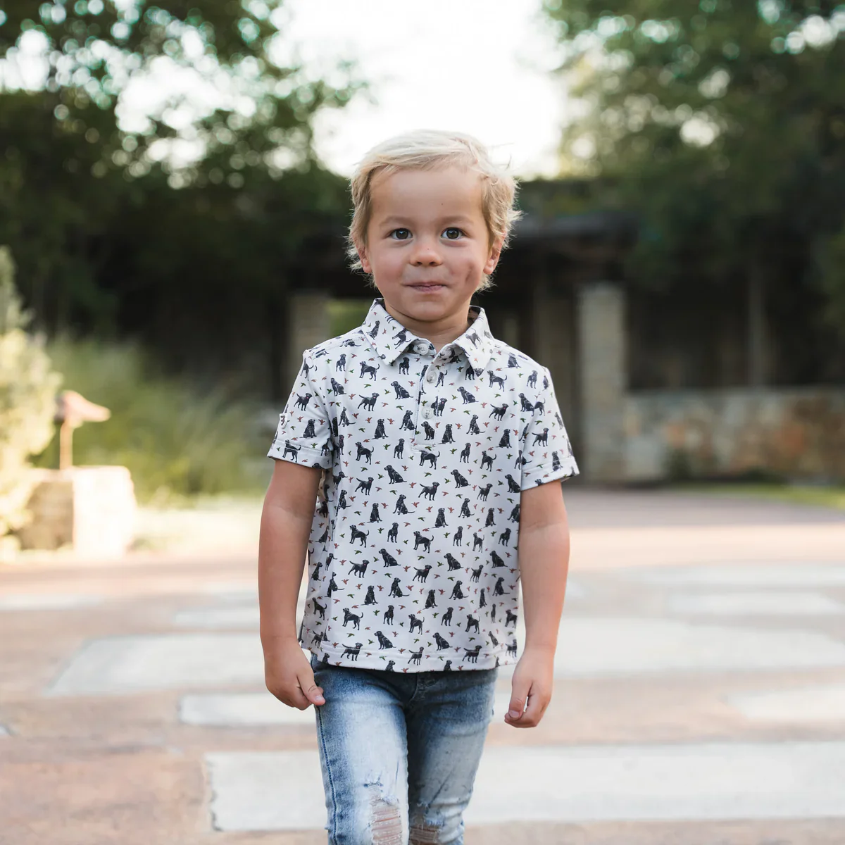 Burlebo Youth & Toddler Performance Polo - Ducks And Dogs - Image 2