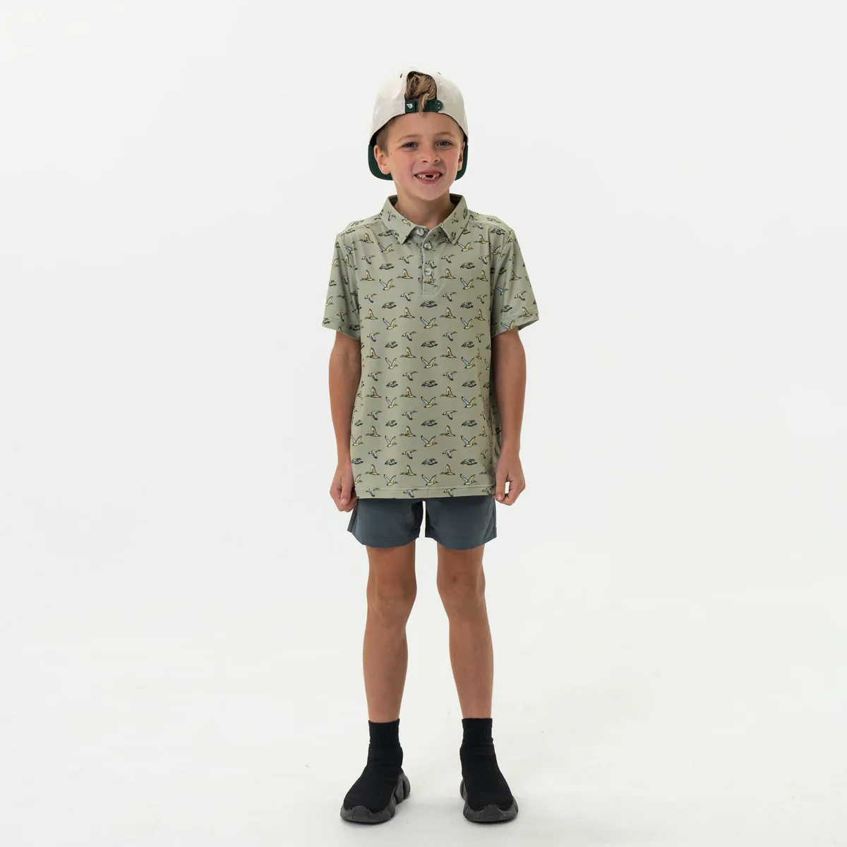 Burlebo Youth & Toddler Flying Ducks Polo in Green - Image 8