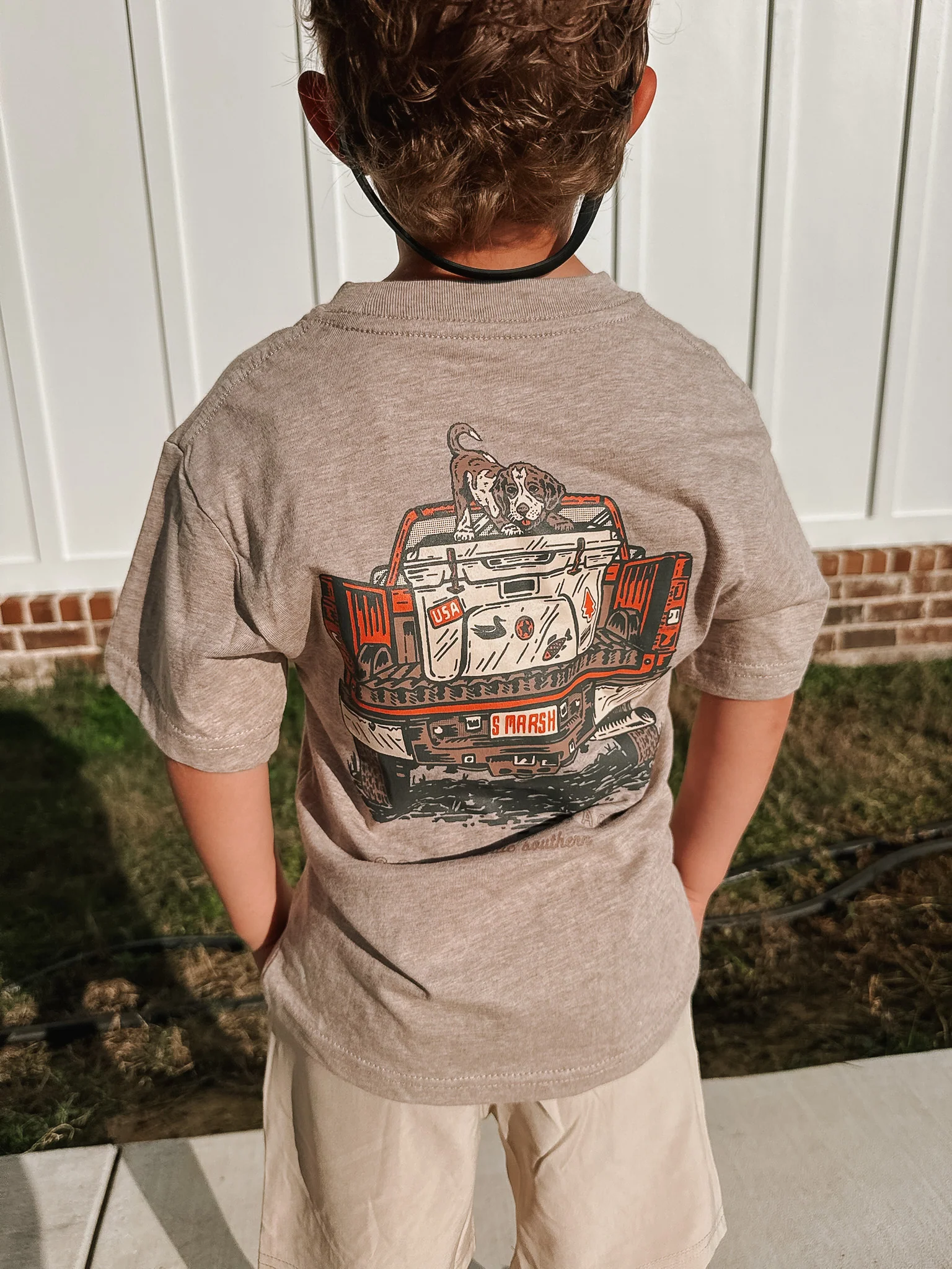 Youth Southern Marsh Loaded up Pup T-Shirt in Taupe - Image 3