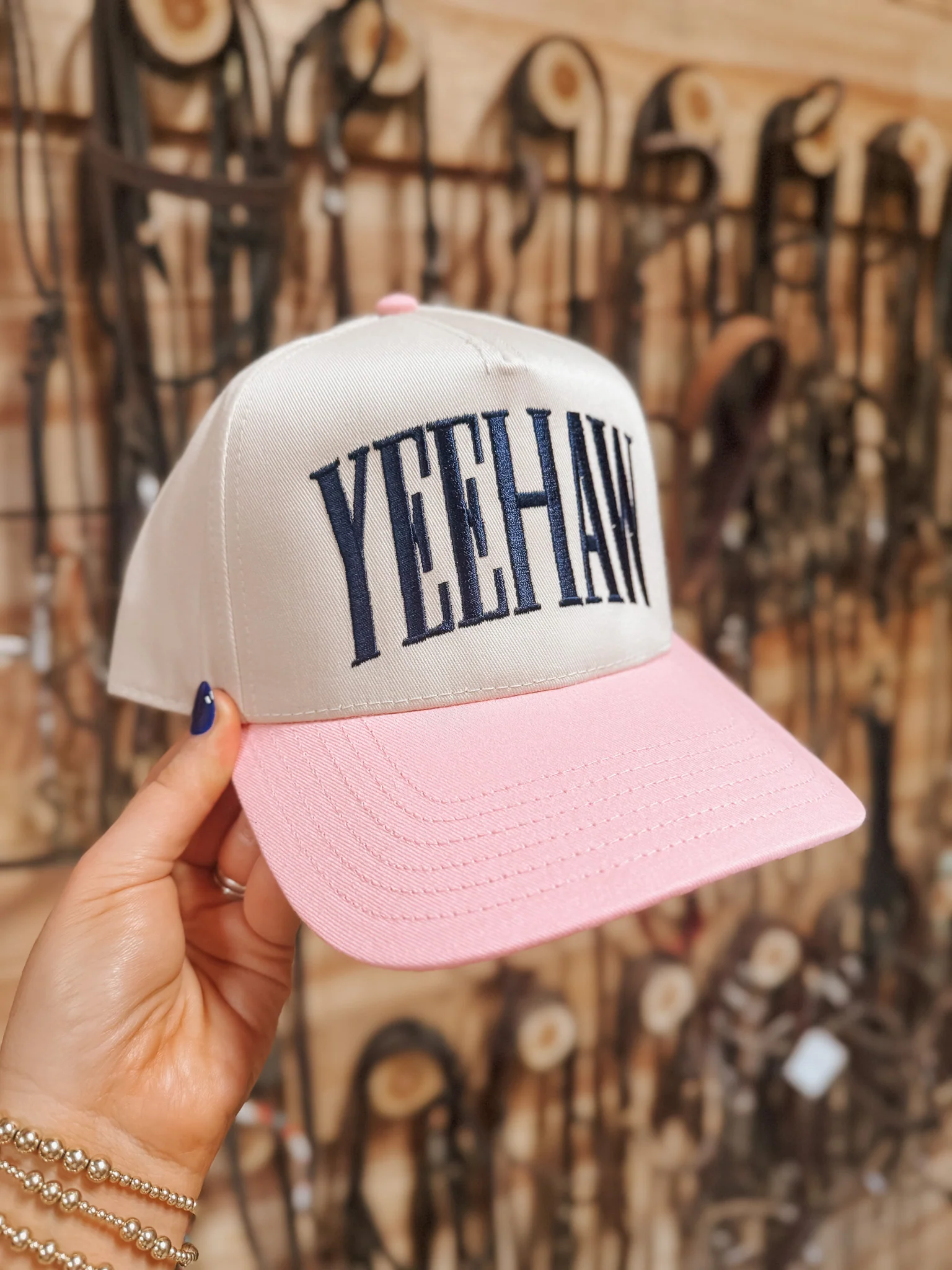 YEEHAW Pink & Cream Trucker Hat - Image 5