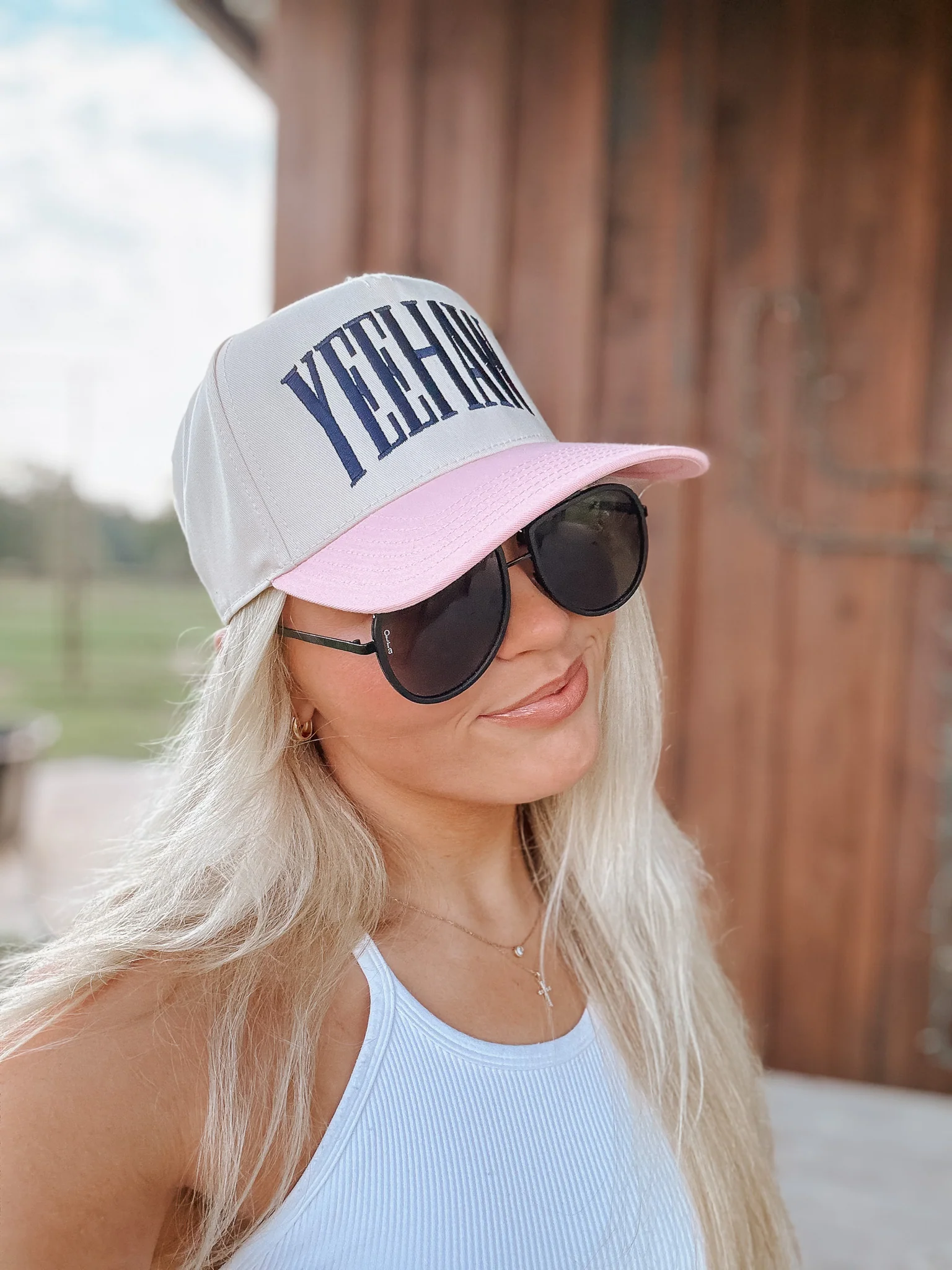 YEEHAW Pink & Cream Trucker Hat - Image 7